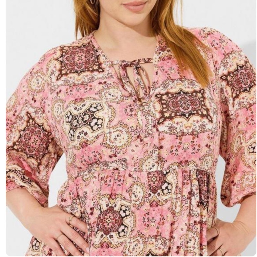โ๏ธ *BLACK FRIDAY SALE! Torrid Floral Bohemian Pink Dress - Picture 6 of 10